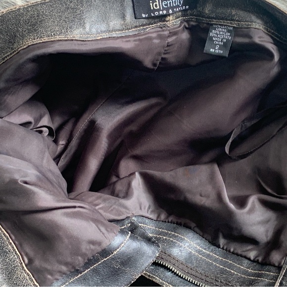 Distressed brown leather IDentity jeans by Lord & Taylor. Size2/4 - Picture 10 of 14